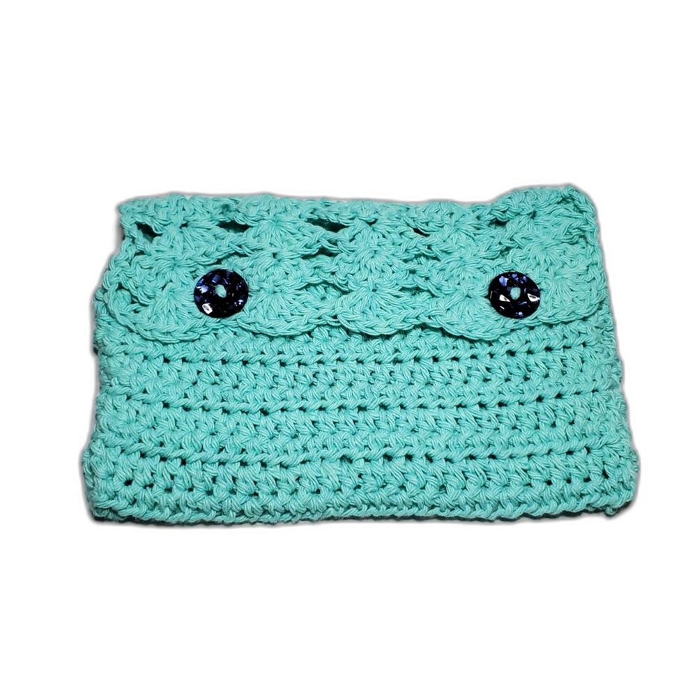 Teal Hand Crocheted Clutch Purse
